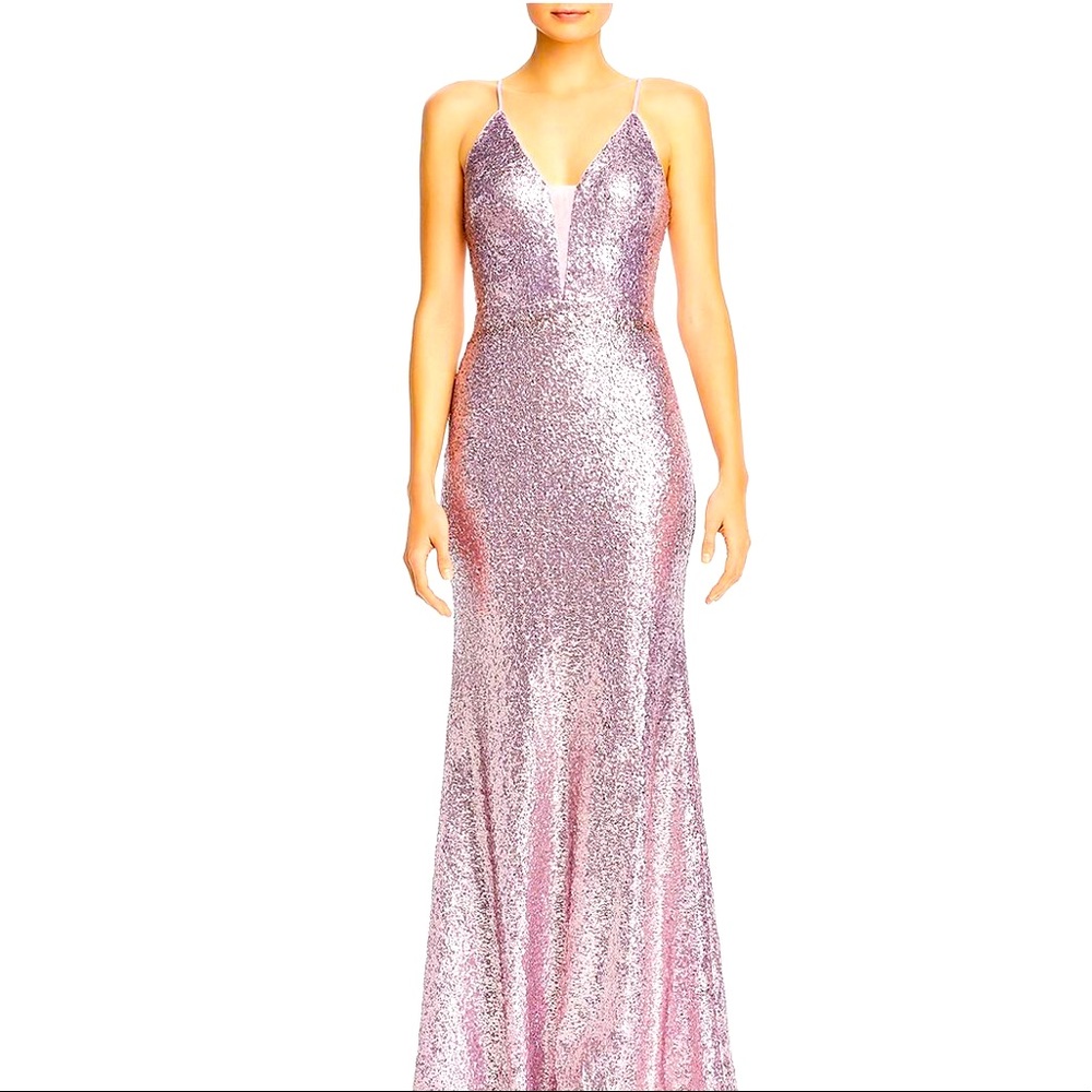 Aqua Glittering Pink Maxi Dress